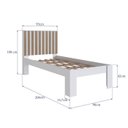 Ver imagem 3 de Cama Solteiro Cabeceira Ripada 108x206cm Branco Mel Proddy