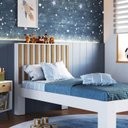 Ver imagem 5 de Cama Solteiro Cabeceira Ripada 108x206cm Branco Mel Proddy