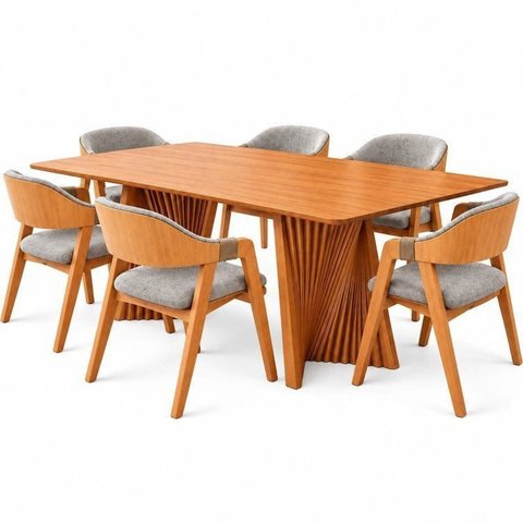 Conjunto Sala de Jantar 1 Mesa Bélgica com 6 Cadeiras