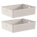 Ver imagem 1 de Kit 2 Caixas Organizadoras Flow Bege 34x27x9cm Cesto para Lavanderia Closet Banheiro