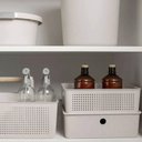 Ver imagem 3 de Kit 2 Caixas Organizadoras Flow Bege 34x27x9cm Cesto para Lavanderia Closet Banheiro