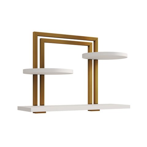 Nicho Industrial Bali para Decoração e Organização de Ambientes Modernos Ferro Dourado Tampo Branco