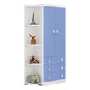 Ver imagem 2 de Gurda Roupa Infantil com Estante Lateral 2 Portas 3 Gavetas Azul