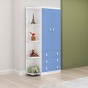 Ver imagem 1 de Gurda Roupa Infantil com Estante Lateral 2 Portas 3 Gavetas Azul