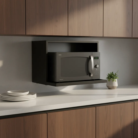 Nicho Parede Aéreo Cozinha para Microondas Preto -Art In Móveis