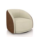 Ver imagem 1 de Poltrona Decorativa Jenny Base Giratória em Metal Preto Bouclê Off White/marrom G45 - Gran Belo