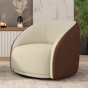Ver imagem 2 de Poltrona Decorativa Jenny Base Giratória em Metal Preto Bouclê Off White/marrom G45 - Gran Belo