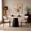 Ver imagem 2 de Mesa de Jantar Cone Redondo 110 cm Tampo Mármore Taj Mahal Base Laca Preta