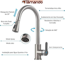Ver mais imagens de Torneira Gourmet Cozinha Ducha Movel 2 Funçoes Quente Fria