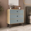 Ver imagem 1 de Cômoda com 3 Gavetas para Quarto Pés Palito Bege/Amêndoa/Acqua