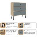 Ver imagem 5 de Cômoda com 3 Gavetas para Quarto Pés Palito Bege/Amêndoa/Acqua