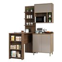 Ver imagem 2 de Cozinha Compacta 4 Peças com Bancada Mesa Gourmet Armário com Nicho Balcão 80cm Mel Luciane Móveis