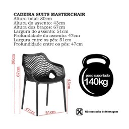 Kit 6 Cadeira Suits para Mesa de Jantar Cozinha Area Gourmet - 7