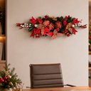 Ver imagem 4 de Arranjo Natalino Parede Decoração Enfeite Bolas Flores 90cm