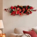 Ver imagem 2 de Arranjo Natalino Parede Decoração Enfeite Bolas Flores 90cm