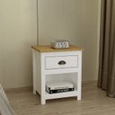 Ver mais imagens de Comoda 4 Gav e 02 Mesas de Cabeceira Madeira Maciça Branco Freijo Milani Store
