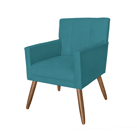 Poltrona Cadeira Decorativa Estofada Para Recepção Onix Suede Azul Turquesa - LM DECOR