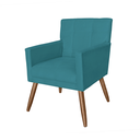 Ver imagem 1 de Poltrona Cadeira Decorativa Estofada Para Recepção Onix Suede Azul Turquesa - LM DECOR