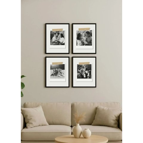 04 Quadros Personalizáveis com Sua Foto com Moldura e Vidro Preto