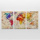 Ver imagem 1 de Quadro Mapa Mundi Colorido em Papel Envelhecido - Kit 3 Telas