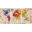 Ver imagem 3 de Quadro Mapa Mundi Colorido em Papel Envelhecido - Kit 3 Telas