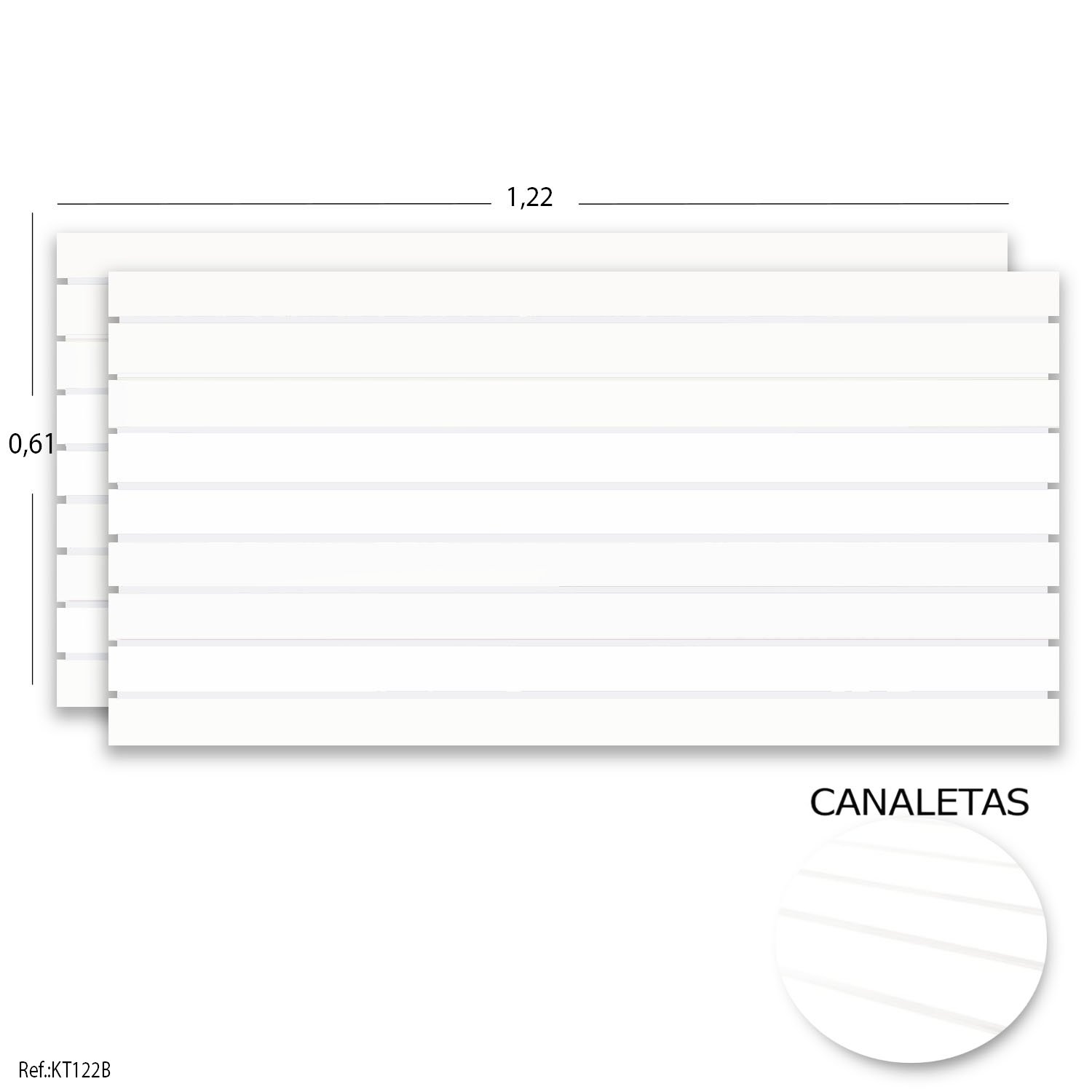 Painel Canaletado Branco 1,22 x 0,61 (2 peças) + Canaletas Brancas - 1
