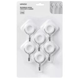 Gancho de Parede Adesivo Metal 2kg Conjunto 6 Unidades Organização sem Furo - 6