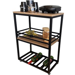 Carrinho Adega de Sala Industrial Ferro e Mdf