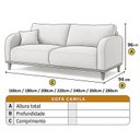 Ver imagem 3 de Sofá Fixo 3 Lugares Luxo 220cm Camila Azul