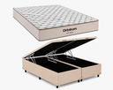 Ver imagem 1 de Cama Box Bau Casal Bipartido Bege Colchão Fit D45 Espuma 138x188 - Ortobom