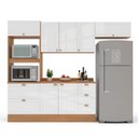 Ver imagem 5 de Cozinha Pérola 270cm com Rodapé e Tampo 4 Peças Branco/Freijó Yescasa