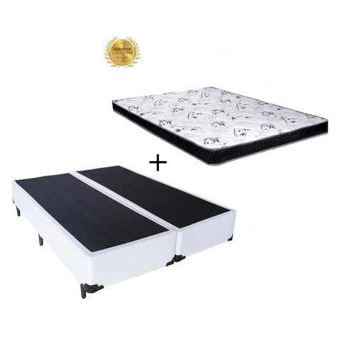 Cama Box Queen Colchão Mola Ensacada Belos Sonhos + Box Sintético 70x158x198:Branco
