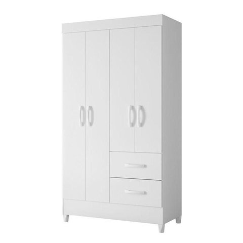 Guarda Roupa Mobi 4 Portas e 2 Gavetas Flex Branco Fosco - Móveis Albatroz Branco Fosco