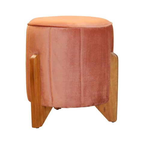Puff Jade Pés em Madeira Veludo Cores - DS Estofados - Terracota
