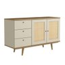 Balcão Buffet P- Sala 135cm C- 2 Portas e 3 Gavetas 100% Mdf Cor:louro com Luna - 1