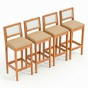 Ver imagem 1 de Kit 04 Banquetas Altas Brunella 99cm com Encosto Telinha Estilo Palha Linho Palha - Abmaza