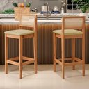 Ver imagem 2 de Kit 04 Banquetas Altas Brunella 99cm com Encosto Telinha Estilo Palha Linho Palha - Abmaza