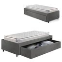 Ver imagem 1 de Base Box Cama Solteirão Sapateira Courino Linho Cinza e Colchão Hanover Inducol 96x203