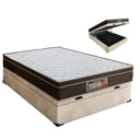 Ver imagem 1 de Cama Box casal com baú bege + Colchão Molas Bonnel 1,38 x 1,88 x 20 cm Borda Perimetral