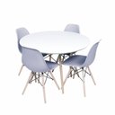 Ver imagem 1 de Conjunto Mesa Eames Branca 90cm e 4 Cadeiras Eames Pp Cinza