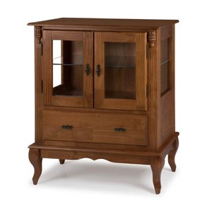 Cristaleira de Madeira com 2 Portas e Laterais em Vidro Pés Luiz Xv 60312 Linz Móveis