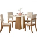 Ver imagem 2 de Mesa de Jantar 4 Lugares Lavínia Milla Nature/off White/linho - Pnr Móveis