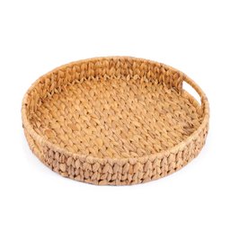 Bandeja Decorativa 38cm Redonda com Alças de Palha Fibra Natural - Oikos - 4