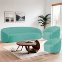 Ver imagem 2 de Kit Sofá 3 Lugares 200cm e 2 Poltronas Orgânica Luxo Recepção Amore Linho Azul Turquesa - Amarena Mó