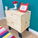 Ver imagem 2 de Mesa Lateral Woods Dual Gaveteiro Natural e Preto