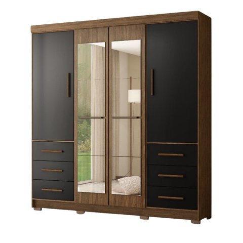 Guarda-roupa Estrela - 4 Portas 6 Gavetas Espelho Mdp - Móveis Marafom