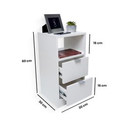 Conjunto 2 Mesas de Cabeceira Branca com 2 Gavetas e Nicho Mesinha Quarto Lateral da Cama Estilo - 2
