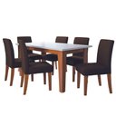 Ver imagem 1 de Conjunto de Mesa de Jantar Miami 1,60m com 6 Cadeiras Trieste Dobuê – Madeirado/chocolate