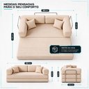 Ver imagem 7 de Sofá Cama Chegada Espuma Á Vácuo 2 Lugares 1,80m Veludo Cotelê Bege - King House