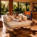 Ver imagem 3 de Sofá Cama Chegada Espuma Á Vácuo 2 Lugares 1,80m Veludo Cotelê Bege - King House
